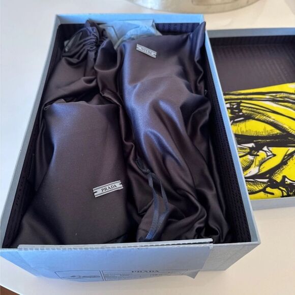 Prada Black Square Toe Leather Logo Slip-On Mules EU 36.5 US 6.5 Authentic - Picture 9 of 10